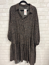 Blk/Brown Floral Print Dress - Davi & Dani