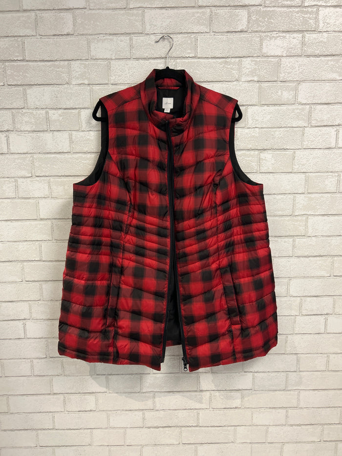 Red/Blk Plaid Vest - J.Jill