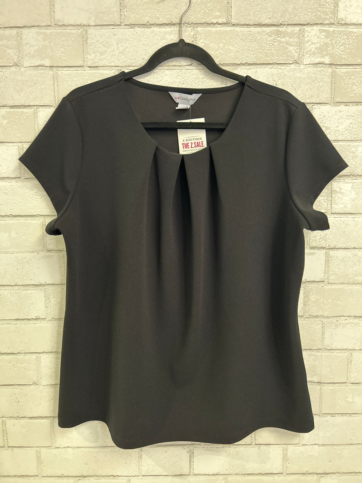 Black Pleated S/S Blouse - Liz Claiborne