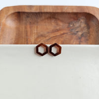 Hexagon Studs | Walnut