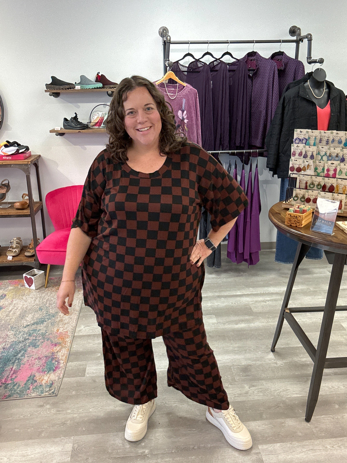 Ribbed Checkered Set | Mocha & Black