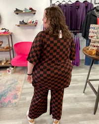 Ribbed Checkered Set | Mocha & Black