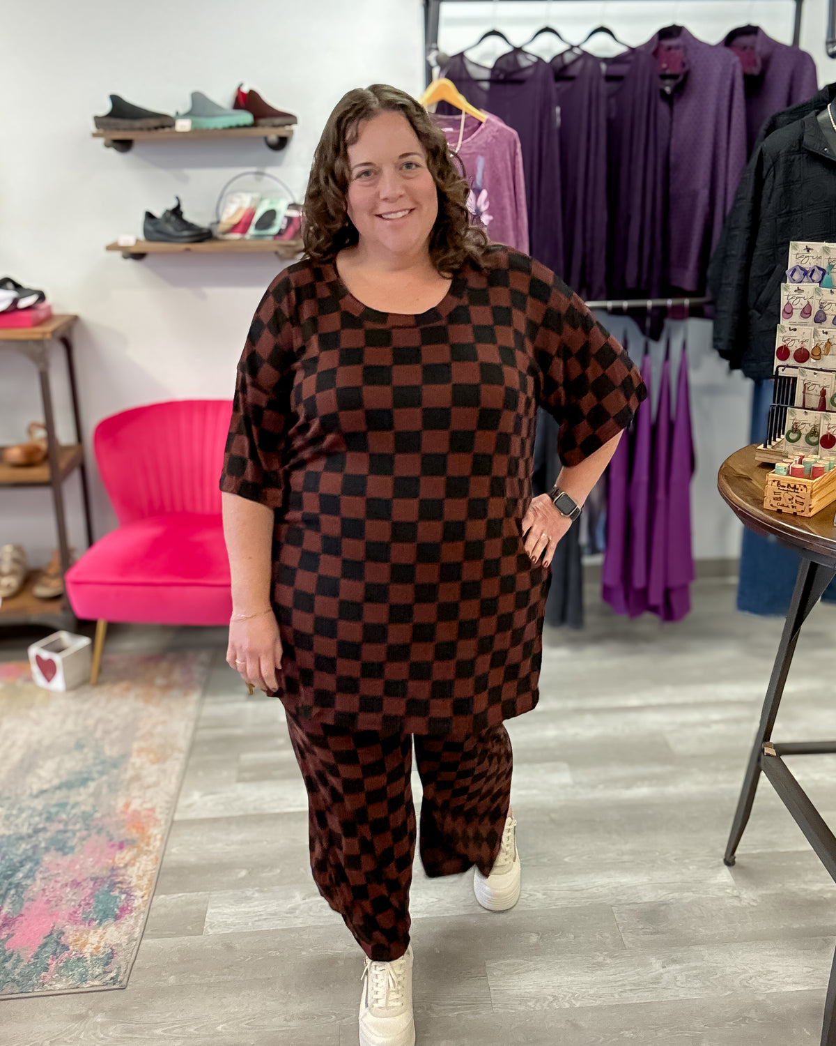 Ribbed Checkered Set | Mocha & Black