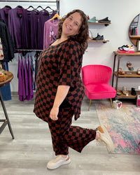 Ribbed Checkered Set | Mocha & Black