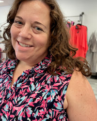 Floral Print Sleeveless Dress | Navy Mix