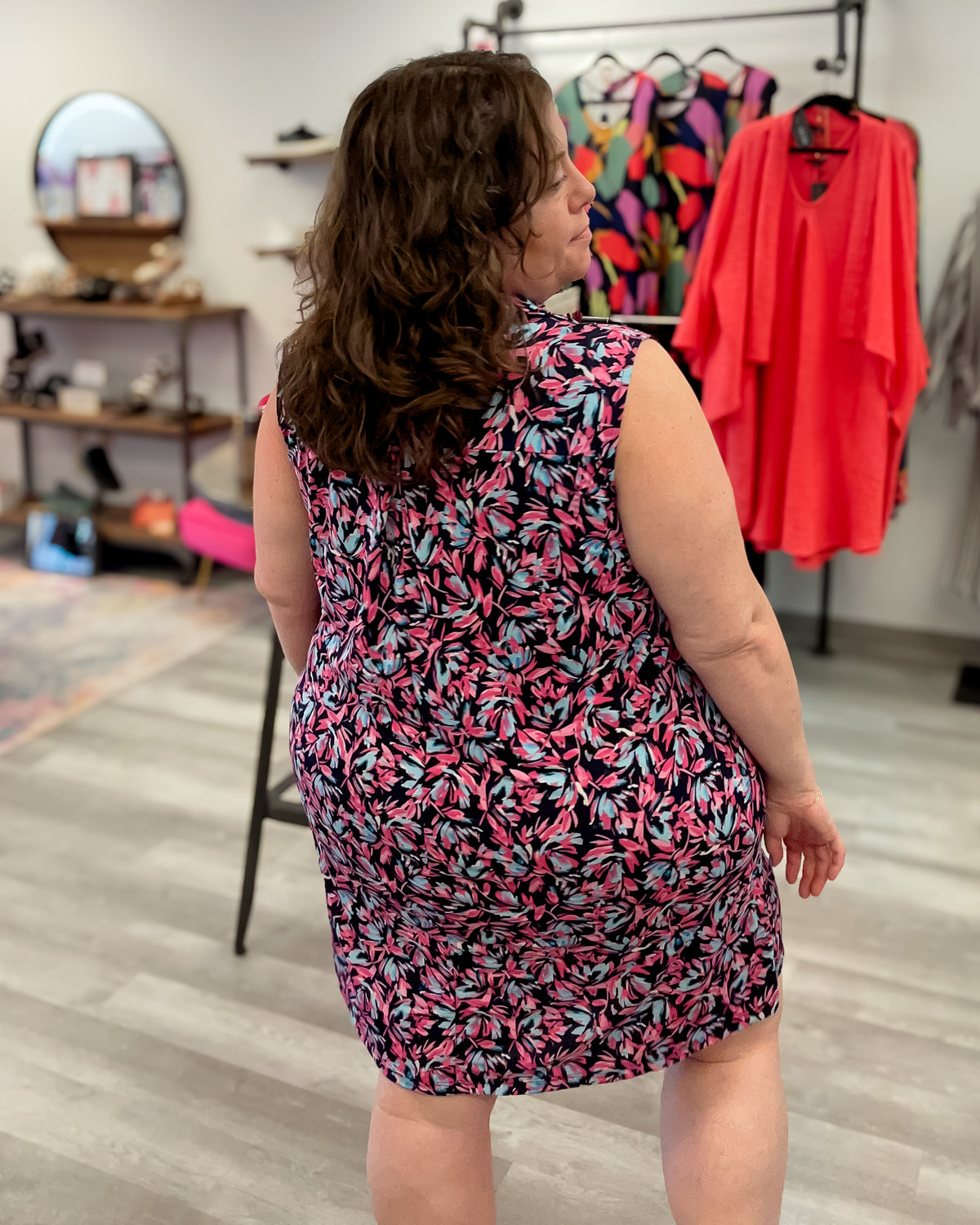 Floral Print Sleeveless Dress | Navy Mix