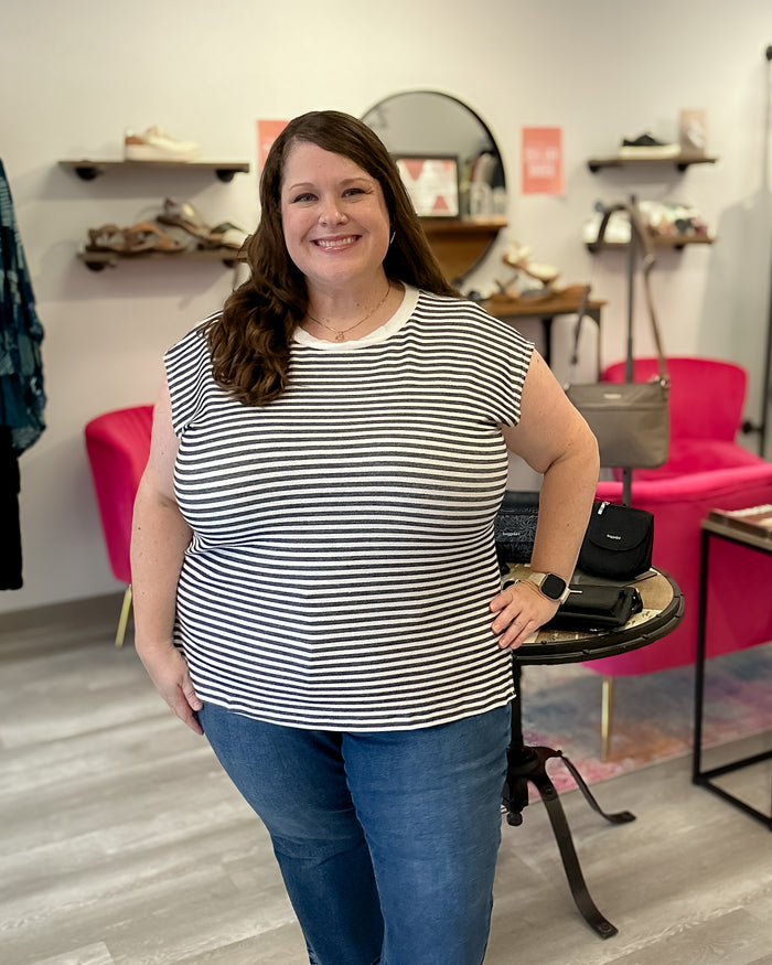 Lightweight French Terry Top | Black Stripe