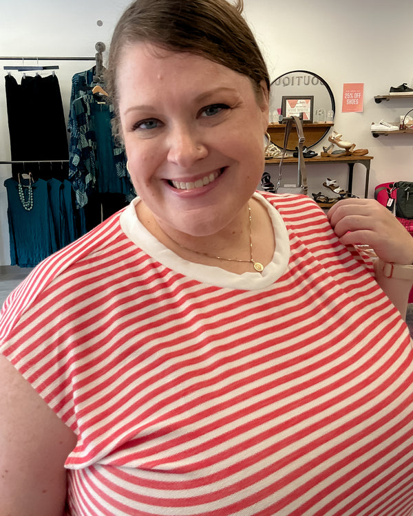 Lightweight French Terry Top | Red Stripe