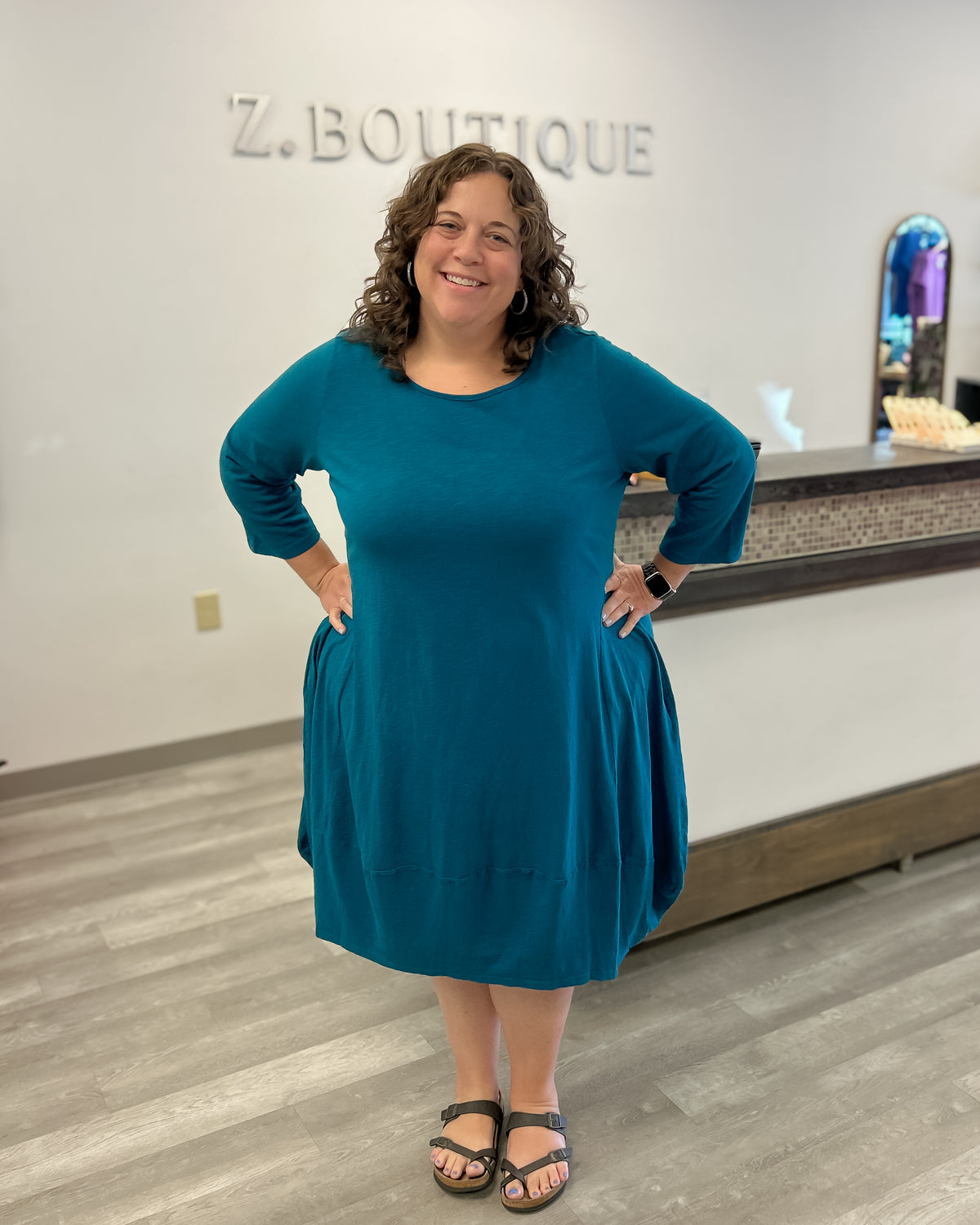 Cotton Lantern Dress | Teal