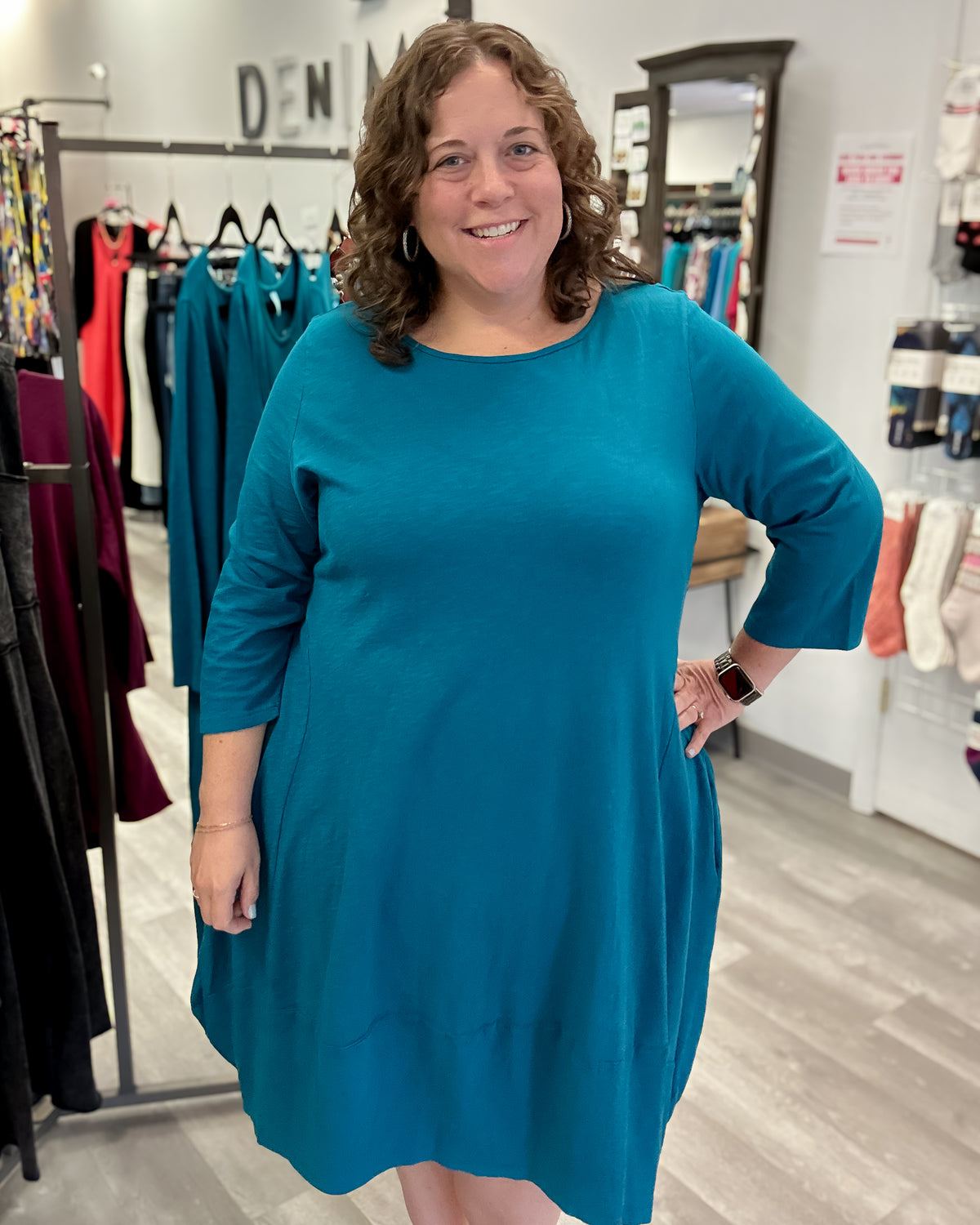 Cotton Lantern Dress | Teal