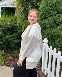 Colorblock Side Zip Pullover | Stone