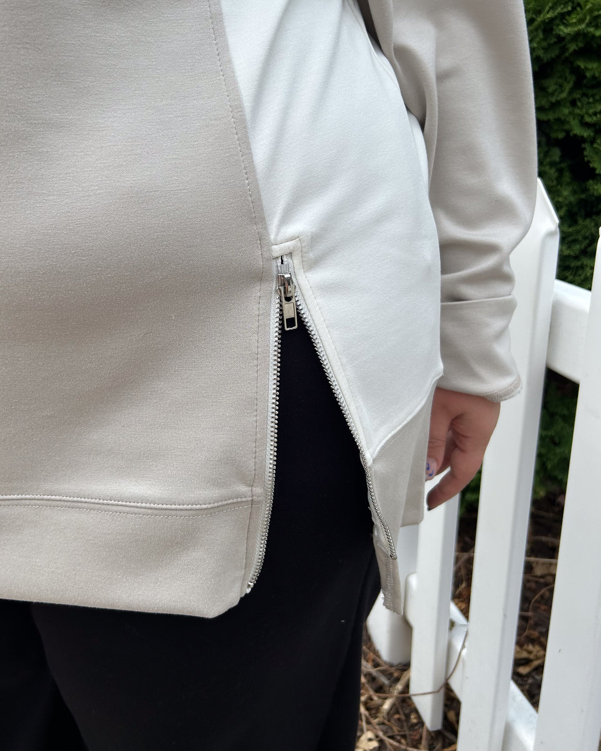 Colorblock Side Zip Pullover | Stone