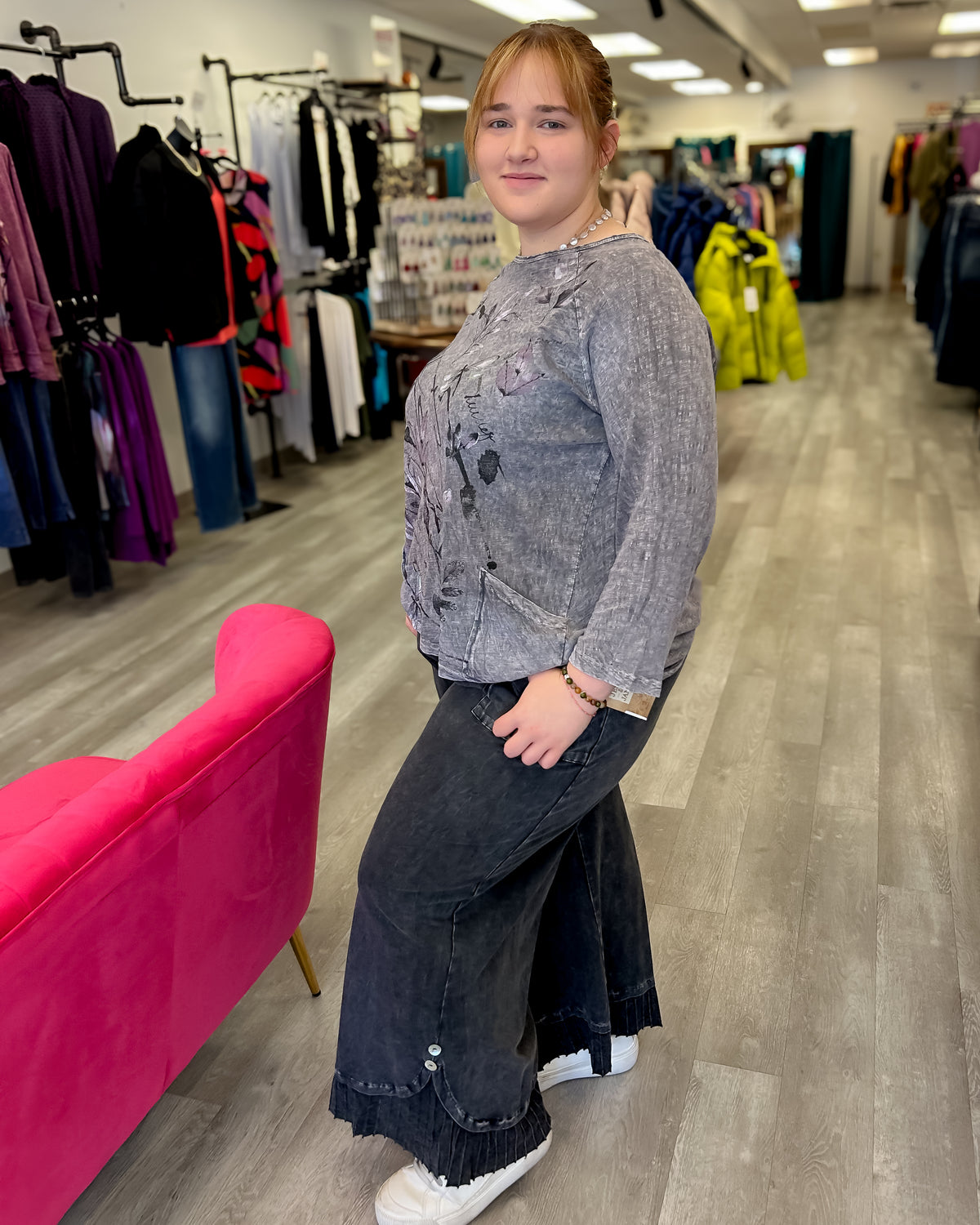 Fat Rib & Button Mineral Washed Pants | Black