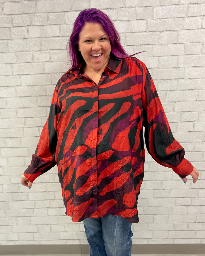 Abstract Collared Tunic | Scarlet Red