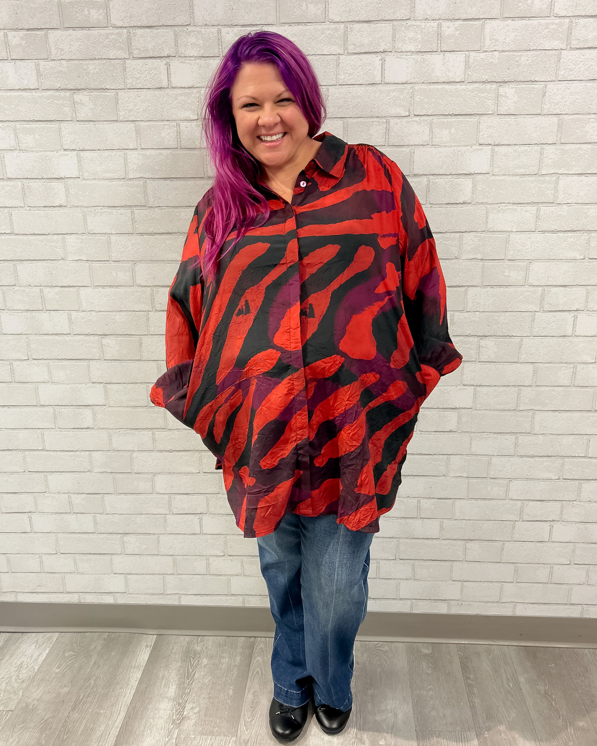 Abstract Collared Tunic | Scarlet Red