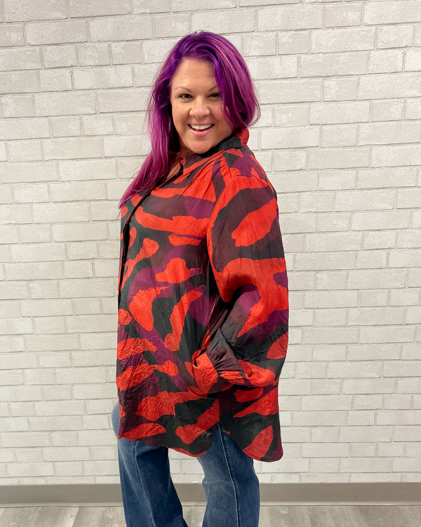 Abstract Collared Tunic | Scarlet Red
