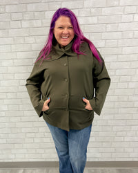 Roll Neck Ponte Jacket | Olive