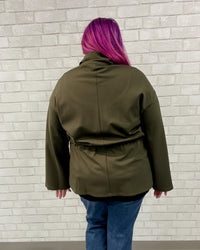 Roll Neck Ponte Jacket | Olive