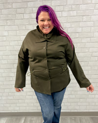 Roll Neck Ponte Jacket | Olive