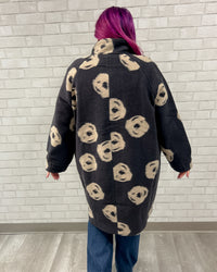 Abstract Floral Wool Blend Jacket | Charcoal Grey