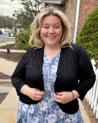 Crinkle Short Cardigan | Black