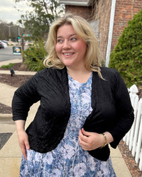 Crinkle Short Cardigan | Black