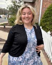 Crinkle Short Cardigan | Black