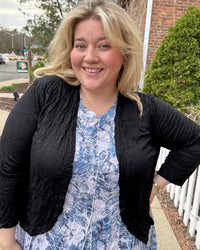 Crinkle Short Cardigan | Black