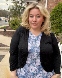 Crinkle Short Cardigan | Black