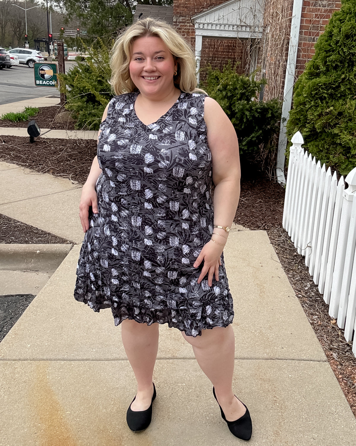 Crinkle Tank Tiered Dress | Black Leaf