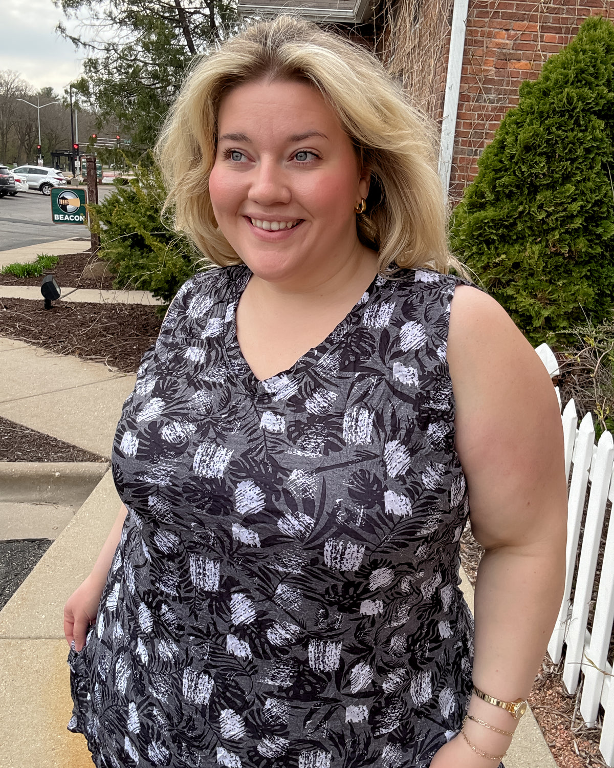 Crinkle Tank Tiered Dress | Black Leaf