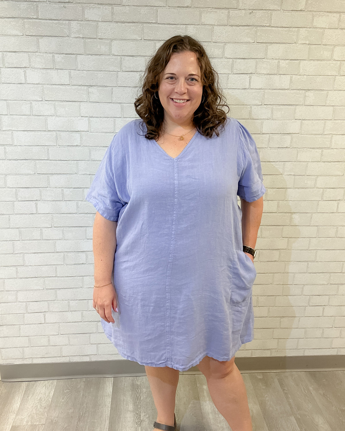 Linen Puff Sleeve Dress | Lilac