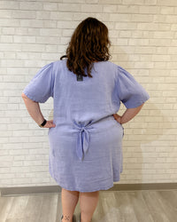 Linen Puff Sleeve Dress | Lilac