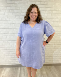 Linen Puff Sleeve Dress | Lilac