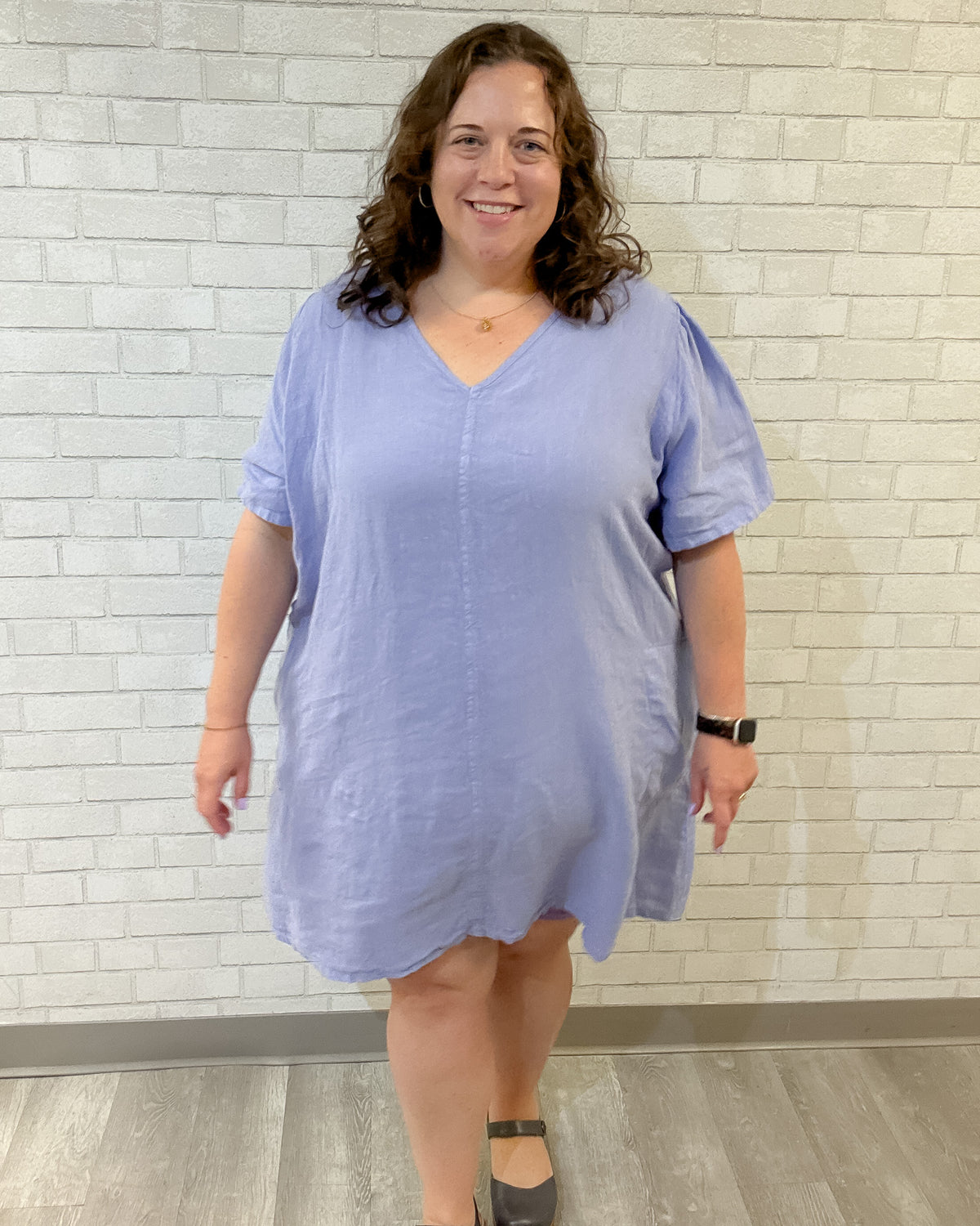 Linen Puff Sleeve Dress | Lilac