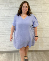 Linen Puff Sleeve Dress | Lilac