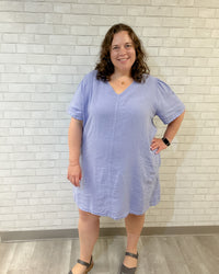 Linen Puff Sleeve Dress | Lilac