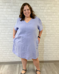 Linen Puff Sleeve Dress | Lilac