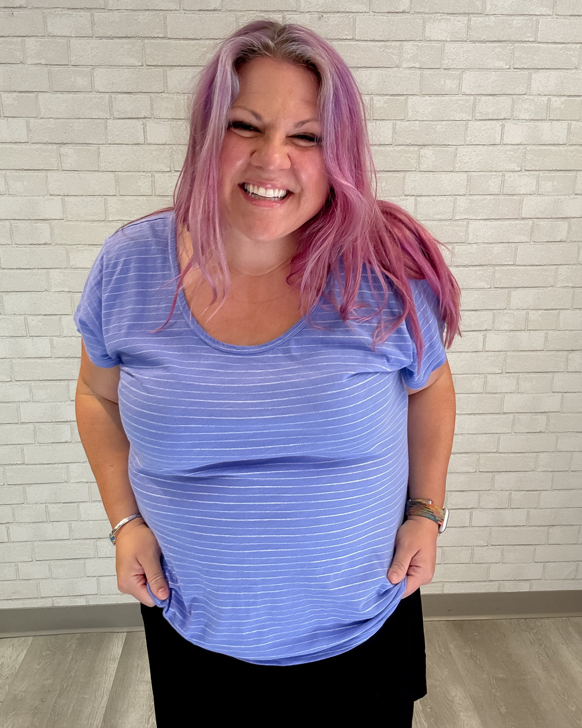 Ocean Stripe Vintage Scoop Neck T | Peri