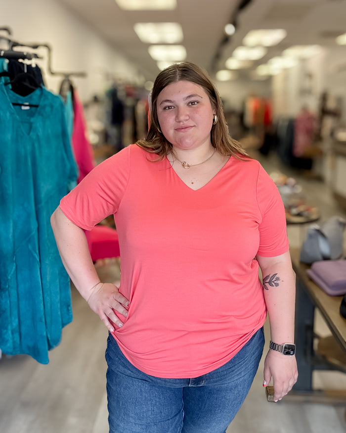 Valya V-Neck | Coral