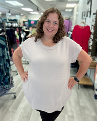 Short Sleeve Crochet Top | Oatmeal