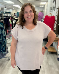 Short Sleeve Crochet Top | Oatmeal