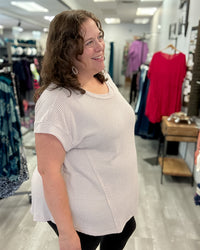 Short Sleeve Crochet Top | Oatmeal