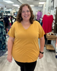 V-Neck Boyfriend Tee | Light Mustard
