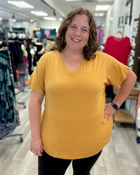V-Neck Boyfriend Tee | Light Mustard
