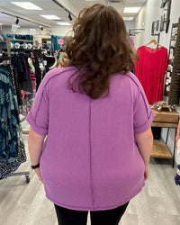 Urban Ribbed Hi-Low V-Neck Top | Light Plum