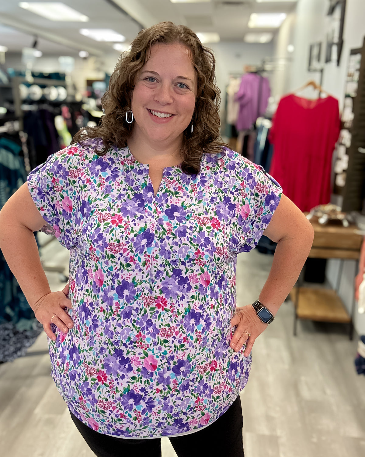 Short Sleeve Lizzy Top | Lavender Multi