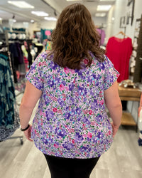 Short Sleeve Lizzy Top | Lavender Multi