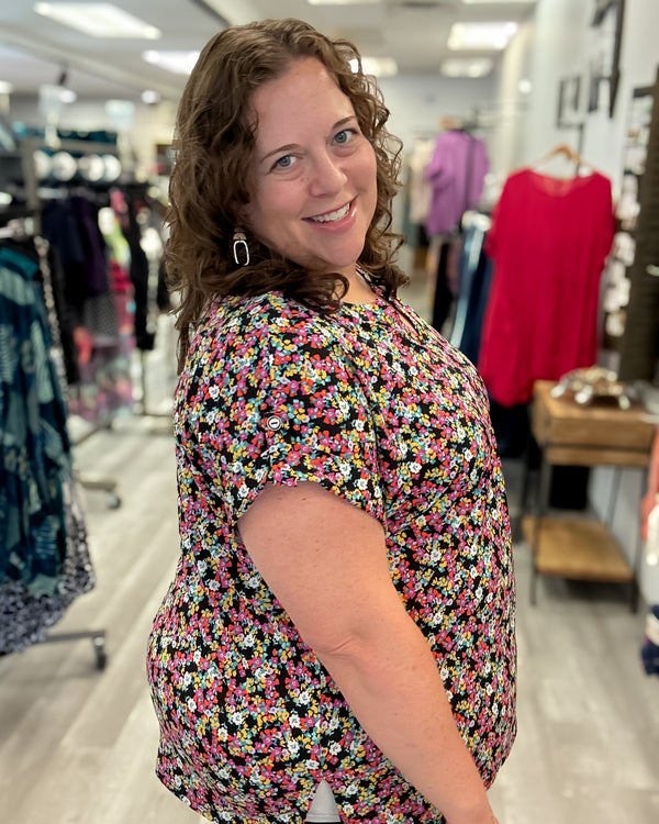 Short Sleeve Lizzy Top | Black Multi