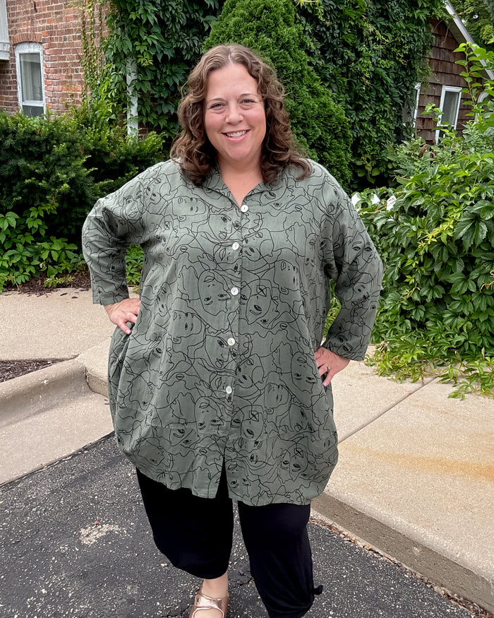 Faces Long Sleeve Shirt | Olive